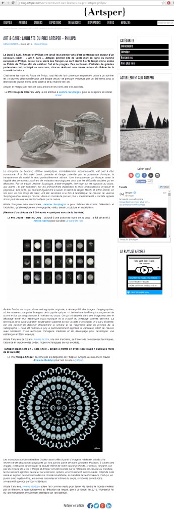 Article Artsper sur les 3 gagnantes palais de tokyo